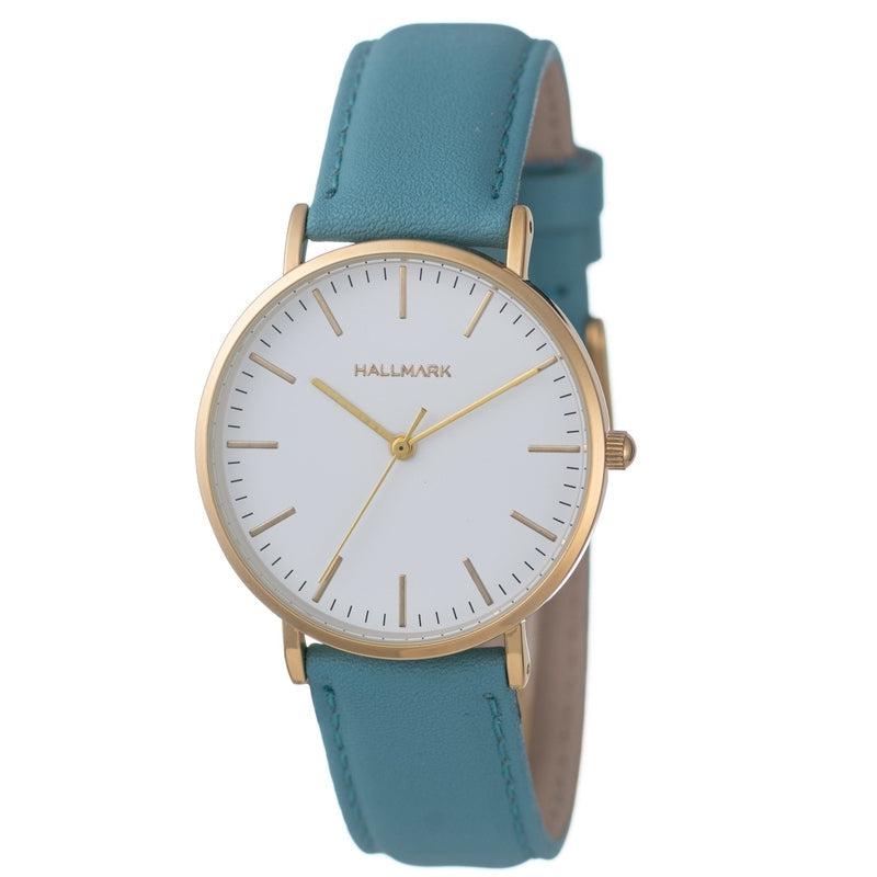 Hallmark Ladies Leather Teal Strap Watch-HL2057G