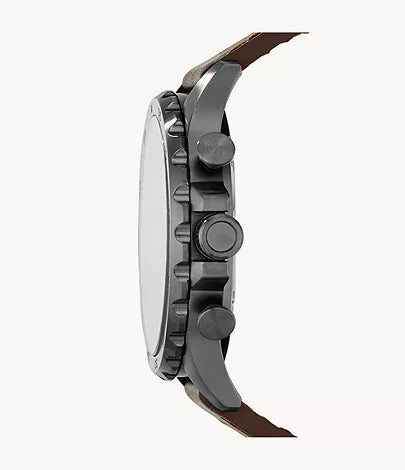 Fossil Men Nate Chronograph Brown Leather Watch-JR1424