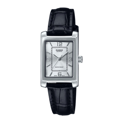 Casio Womens Black Analogue Leather Strap Watch