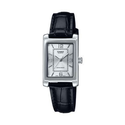 Casio Womens Black Analogue Leather Strap Watch