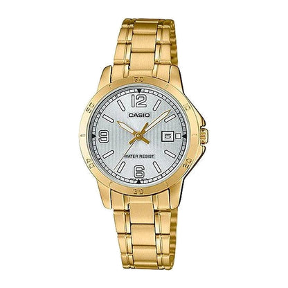 Casio - Womens Gold Stainless steel Strap Watch-LTP-V004G-7B2UDF