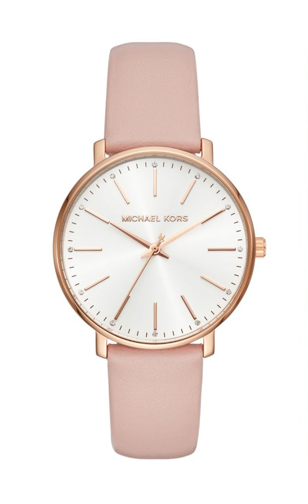 Michael Kors Pyper Womens Rose Gold Leather Watch-MK1078SET