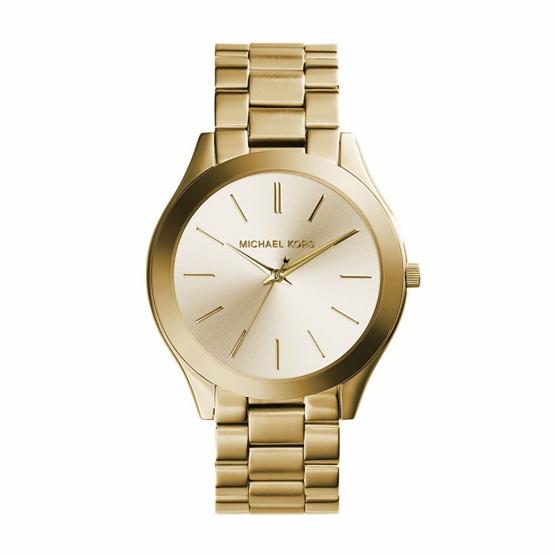 Michael Kors Slim Runway Gold Stainless Steel Women Watch-MK3179