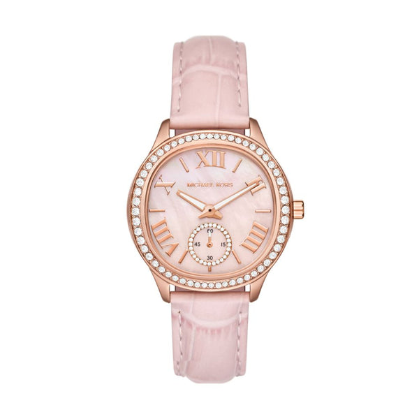 Michael Kors Sage Womens Rose Gold Leather Watch-MK4820