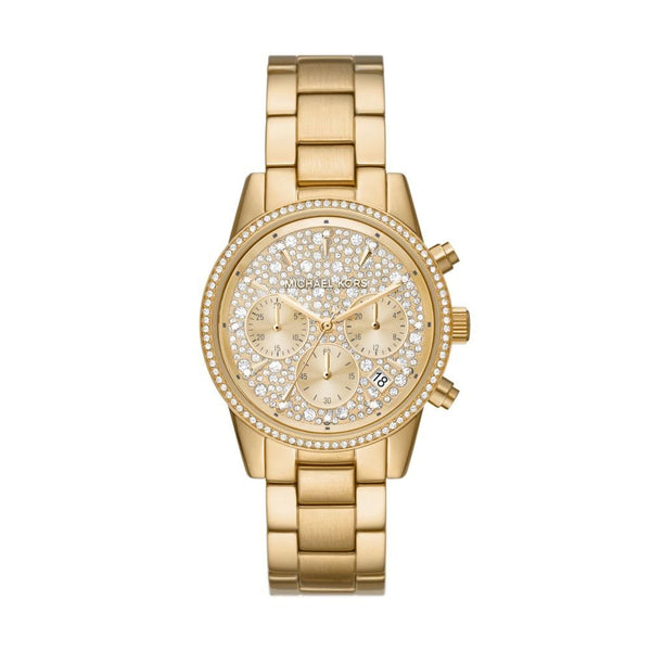 Michael Kors Ritz Womens Gold Stainless Steel Watch-MK7310