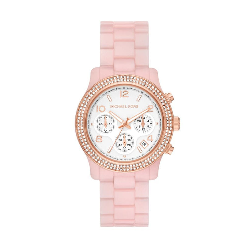 Michael Kors Runway Womens Pink Rubber Watch-MK7424