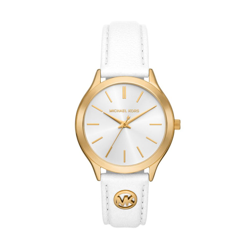 Michael Kors Runway Womens White Leather Watch-MK7466