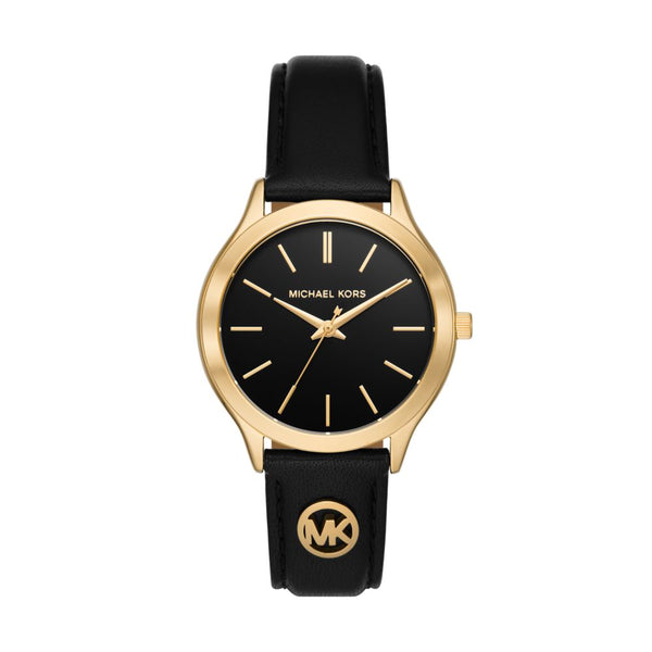 Michael Kors Runway Womens Black Leather Watch-MK7482