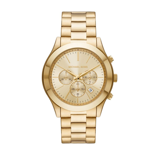 Michael Kors Runway Mens Gold Stainless Steel Watch-MK8909