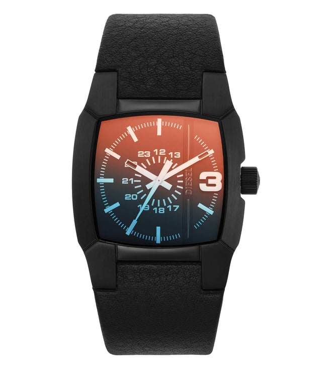 Diesel Cliffhanger Mens Black Leather Watch-DZ2000