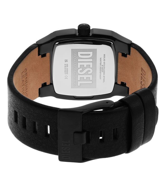 Diesel Cliffhanger Mens Black Leather Watch-DZ2000