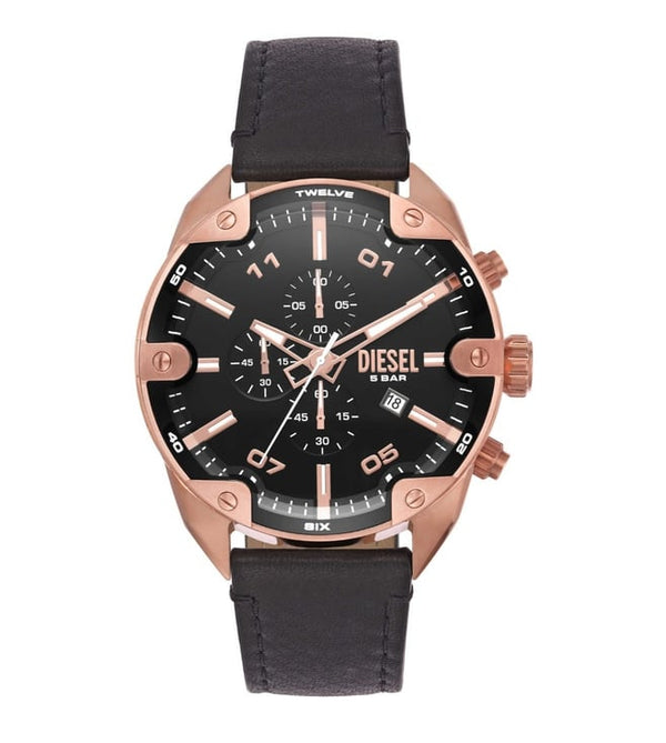 Diesel Spiked Mens Blue Leather Watch-DZ4607