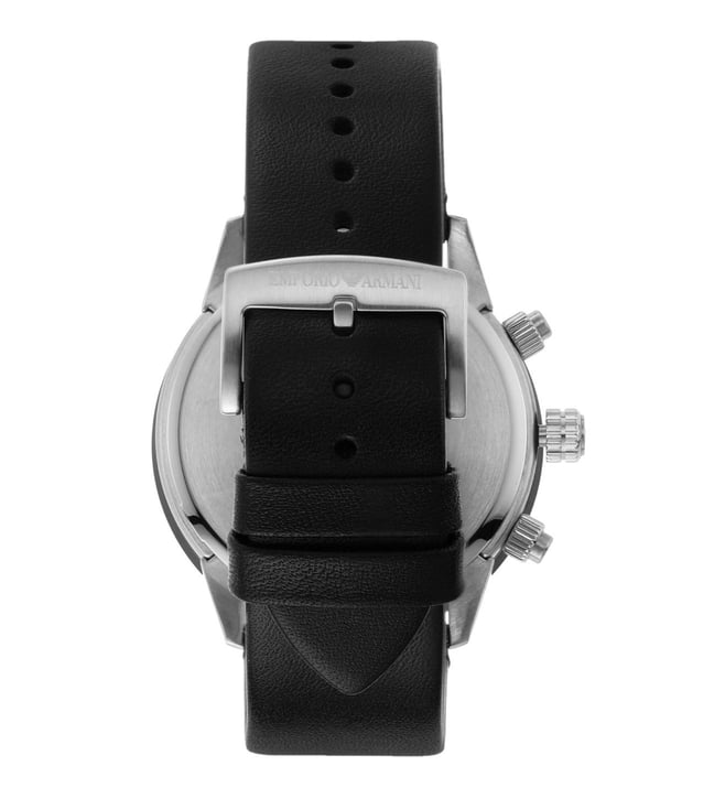 Armani Mario Black Leather Men Watch-AR11243