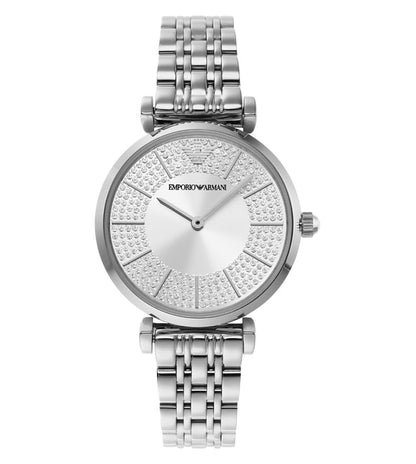 Armani Gianni T-Bar Womens Silver Stainless Steel Watch-AR11445