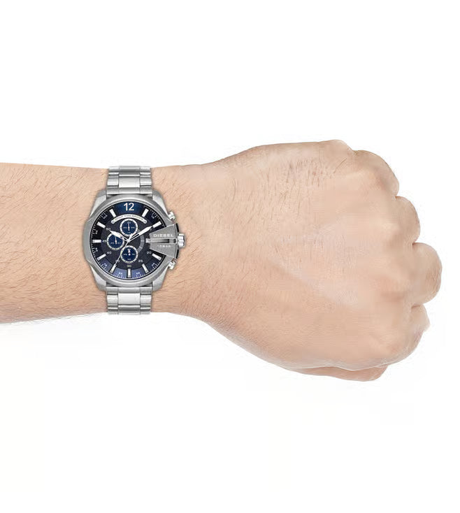 Diesel Mega Chief Mens Silver Stainless Steel Watch - DZ4417