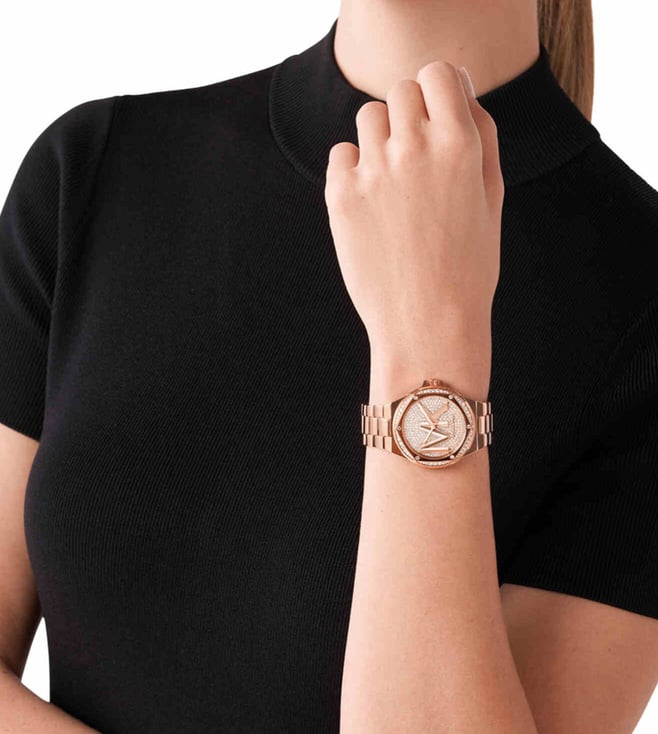 Michael Kors Lennox Womens Rose Gold Stainless Steel Watch - MK7230