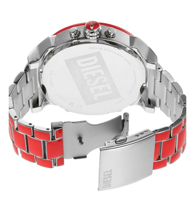 Diesel Mr. Daddy 2.0 Mens Red Stainless Steel Watch-DZ7480