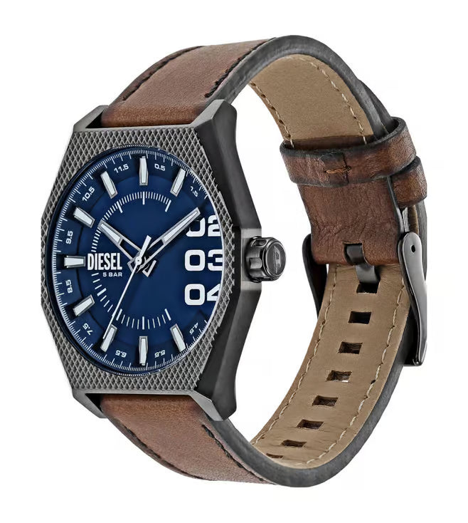 Diesel Scraper Mens Brown Leather Watch-DZ2189