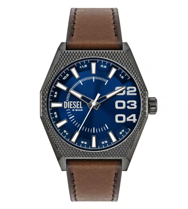 Diesel Scraper Mens Brown Leather Watch-DZ2189