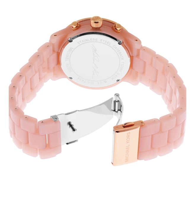 Michael Kors Runway Womens Pink Rubber Watch-MK7424