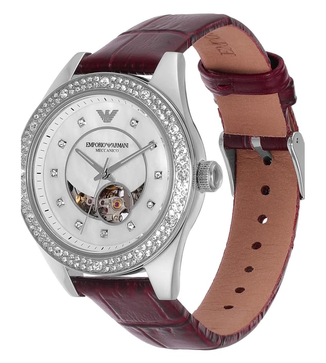 Armani Leo Womens Red Leather Watch-AR60075