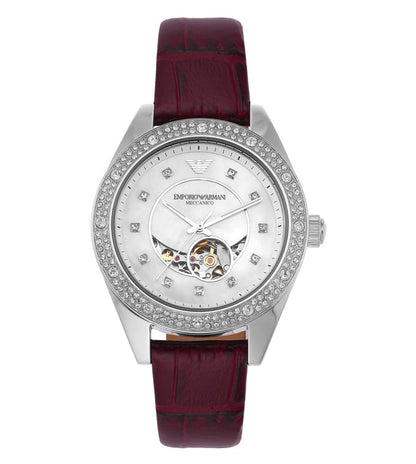 Armani Leo Womens Red Leather Watch-AR60075