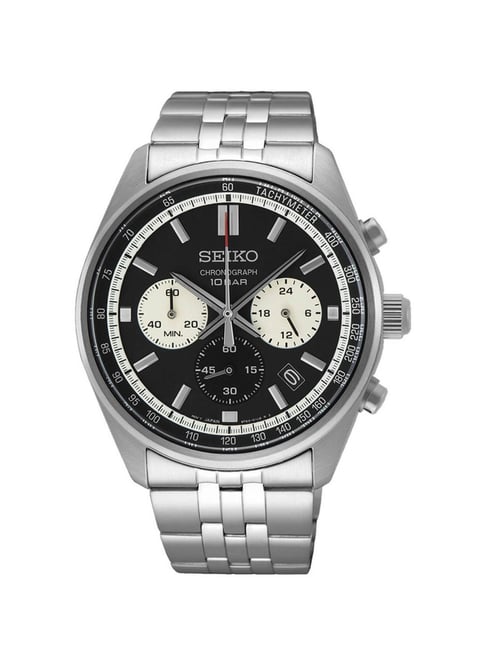 Seiko Men's Chronograph SSB397P1 -100M WR- Silver- Black Textured Dial