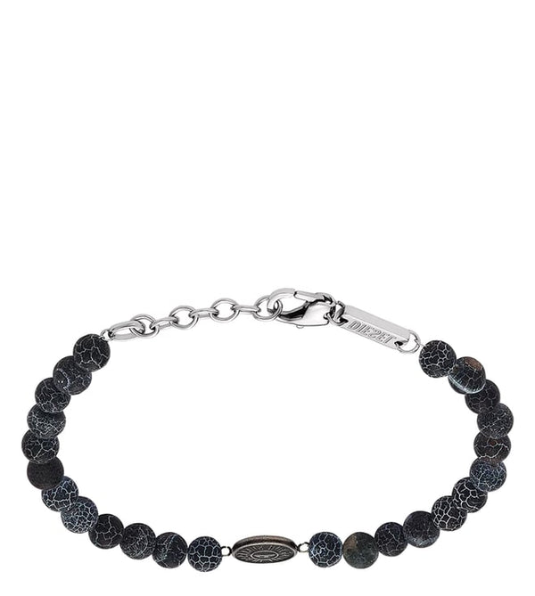 Diesel Men's Black Agate Beaded Bracelet - DX1434040