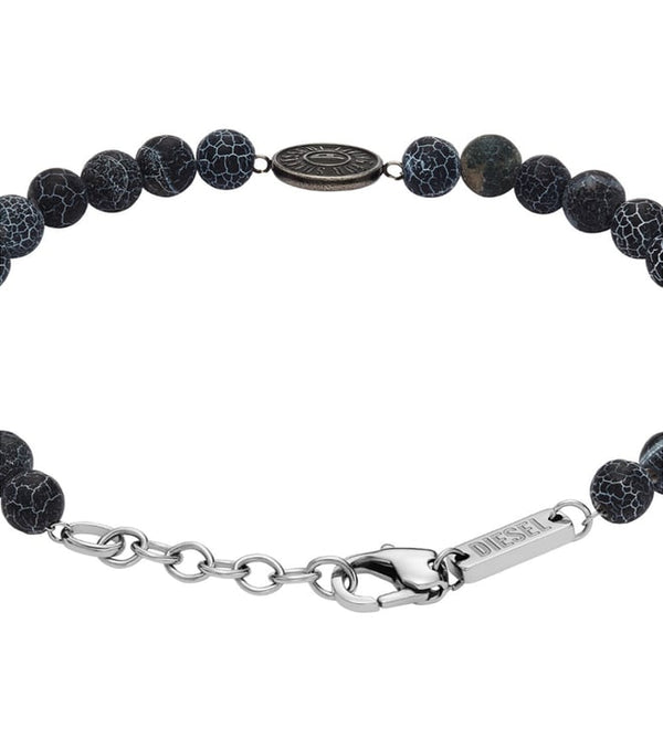 Diesel Men's Black Agate Beaded Bracelet - DX1434040