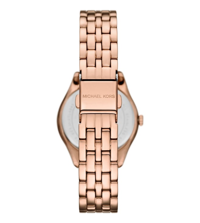 Michael Kors Harlowe Womens Rose Gold Stainless Steel Strap Watch-MK4845