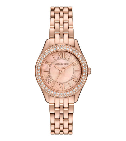 Michael Kors Harlowe Womens Rose Gold Stainless Steel Strap Watch-MK4845