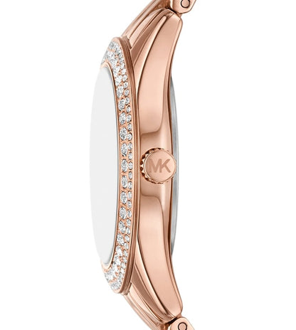 Michael Kors Harlowe Womens Rose Gold Stainless Steel Strap Watch-MK4845