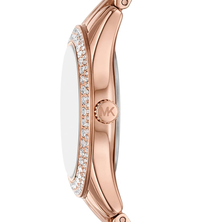 Michael Kors Harlowe Womens Rose Gold Stainless Steel Strap Watch-MK4845