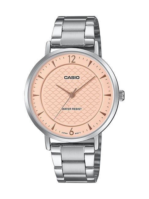 Casio LTP-VT04D-4ADF -Pink Patterned Dial-Slim SSteel | Minimalist Watch
