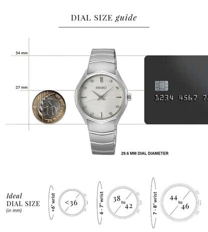 Seiko Ladies' Elegant - All Stainless Steel - Diamond Dial - SUR615P1