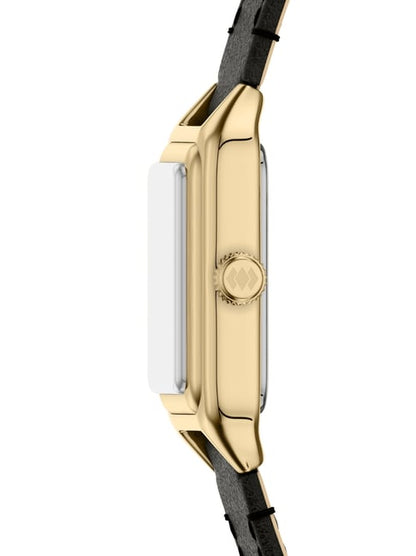 Seiko SWR108P1 Gold-Tone Ladies' Watch - Dark Brown Leather Strap SWR108P1