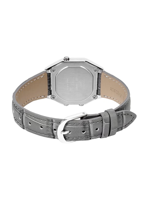 Casio Retro LA680WEL-8A2DF- Chrome Digital Watch-Pastel Grey Leather Strap