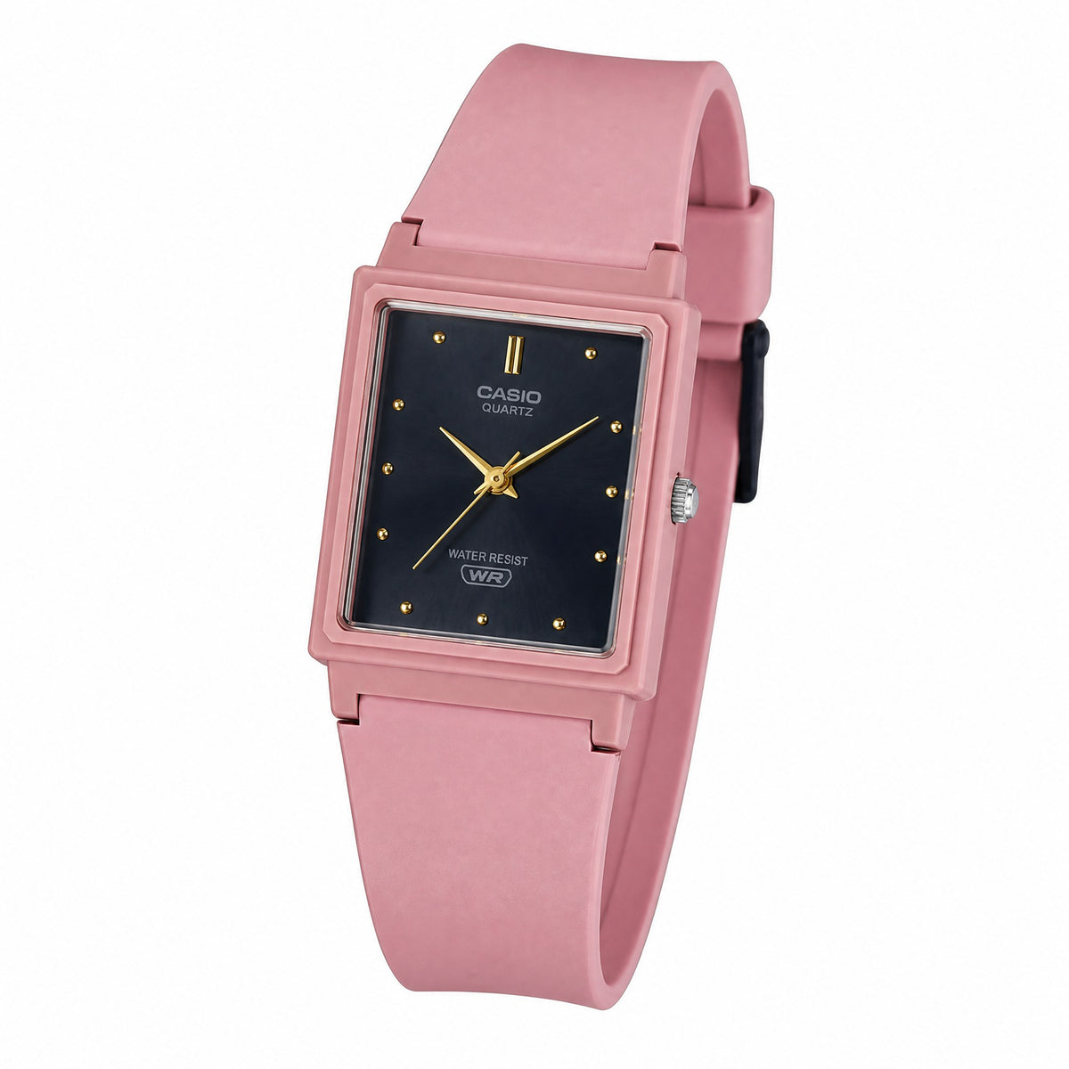 Casio MQ-38UC-4ADF -Matte Pink Analog & Black Watch -Slim Rectangular Resin - AI-generated angle view