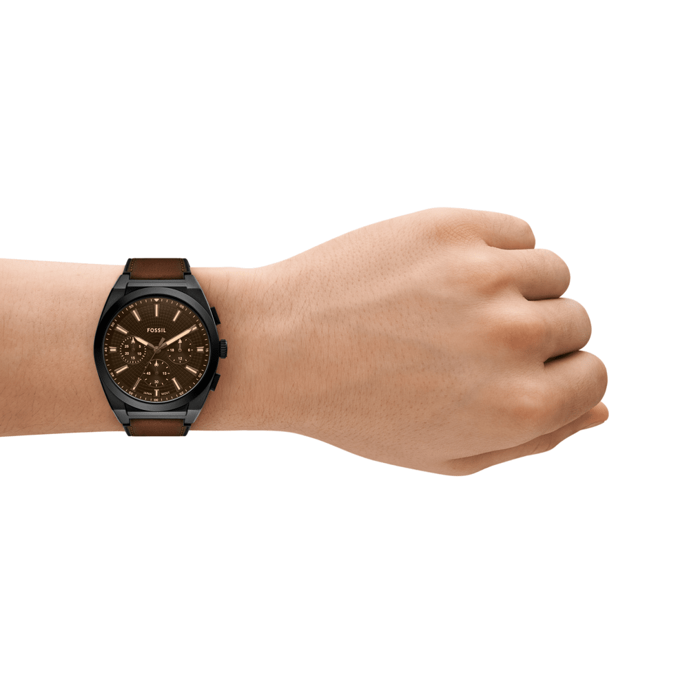 Fossil Everett Mens Brown Leather Strap Watch-FS6108
