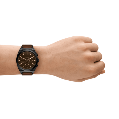 Fossil Everett Mens Brown Leather Strap Watch-FS6108