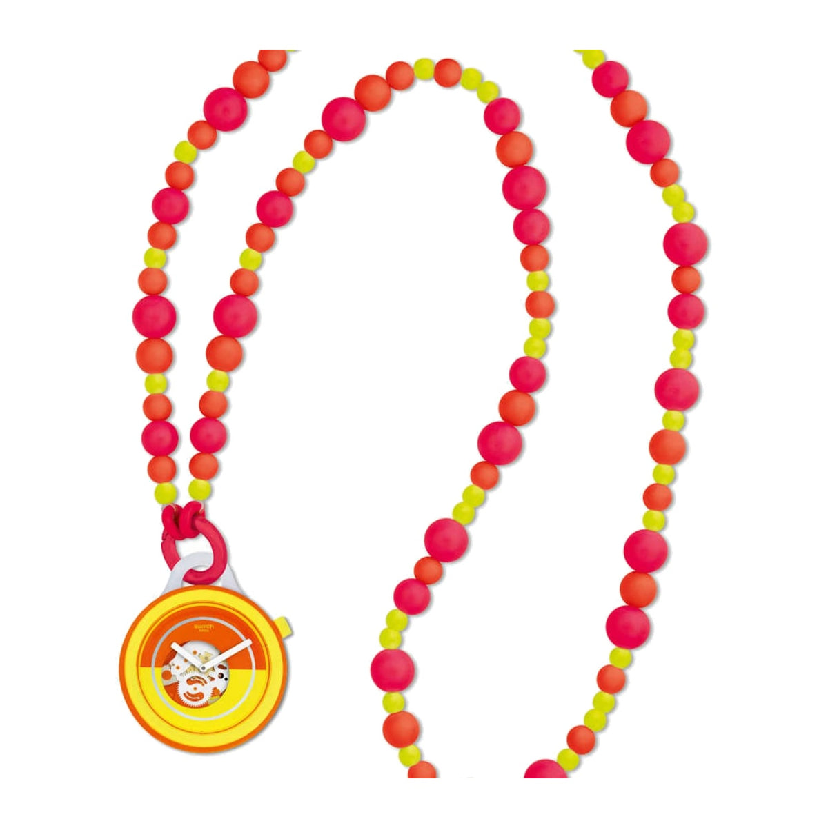 Swatch POPOVER BEADS Women's Orange Textile Strap Watch – PNO100N