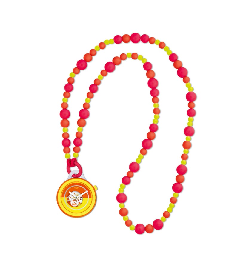 Swatch POPOVER BEADS Women's Orange Textile Strap Watch – PNO100N
