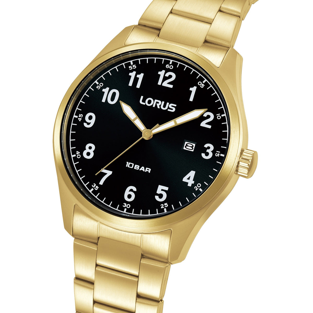 Lorus Mens Gold Stainless Steel Watch-RH976SX9
