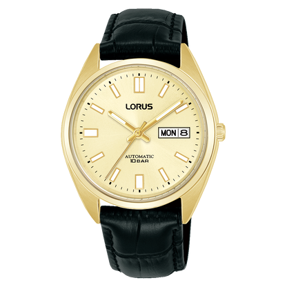 Lorus - Men Black Leather Strap Watch - RL436CX9G