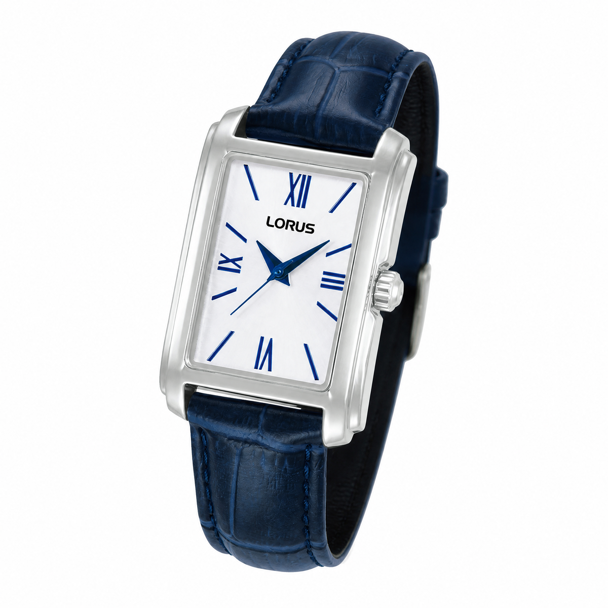 Lorus Womens Blue Leather Watch-RRX75JX9