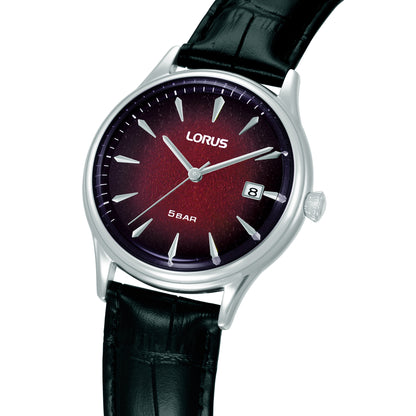 Lorus - Men Black Leather Strap Watch - RS901EX9