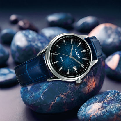 Lorus - Men Blue Leather Strap Watch - RS995DX9