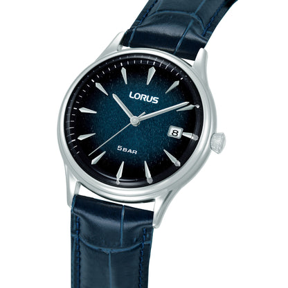 Lorus - Men Blue Leather Strap Watch - RS995DX9