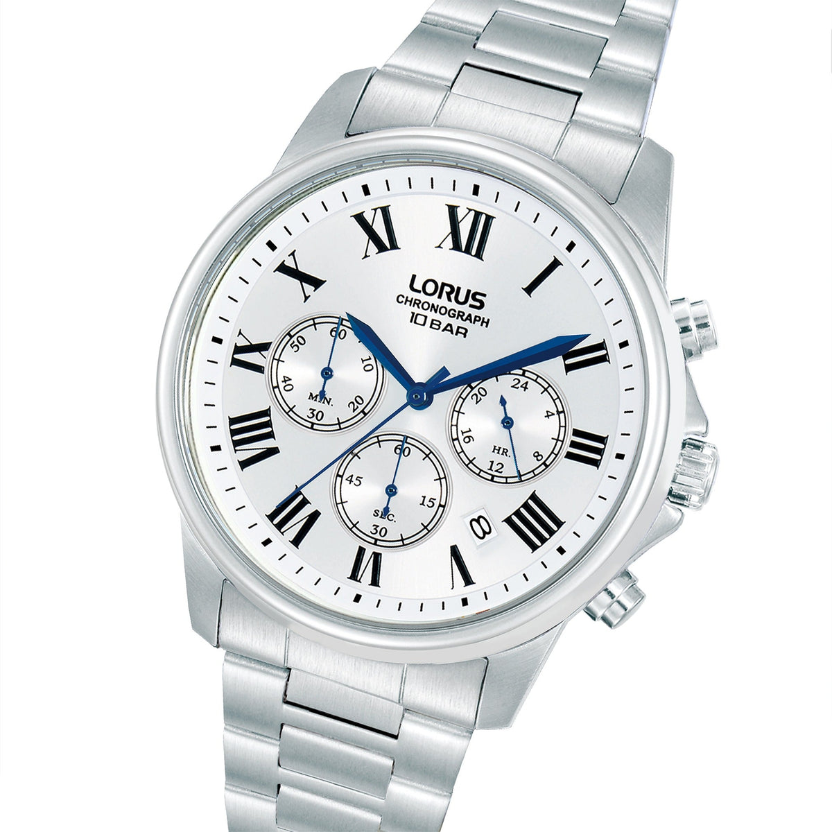 Lorus Mens Sports Chronograph Silver Stainless Steel Watch-RT339LX9