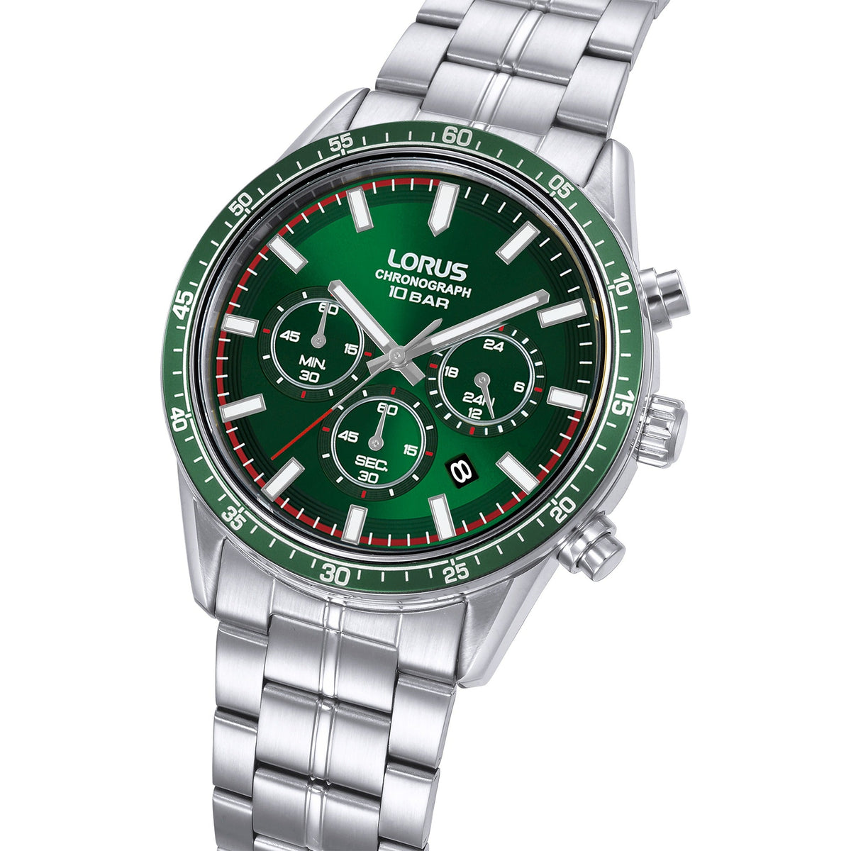 Lorus Mens Silver Sports Chronograph Stainless Steel Watch-RT349LX9